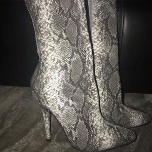 Snake print heel bootie